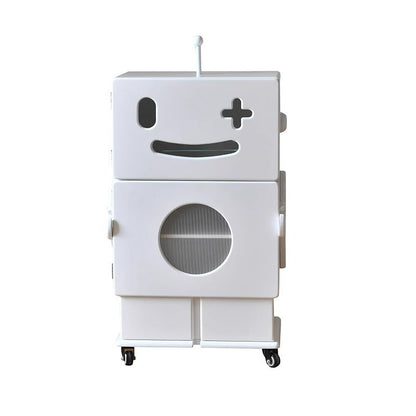 Contemporary Creative MDF Mobile Robot Side Table With 2 Storage For Living Room