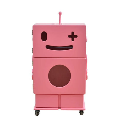 Contemporary Creative MDF Mobile Robot Side Table With 2 Storage For Living Room