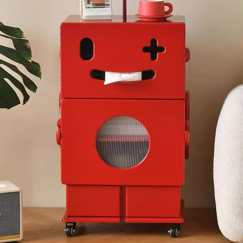 Contemporary Creative MDF Mobile Robot Side Table With 2 Storage For Living Room