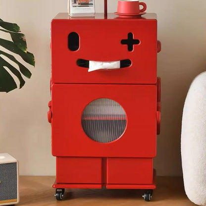Contemporary Creative MDF Mobile Robot Side Table With 2 Storage For Living Room