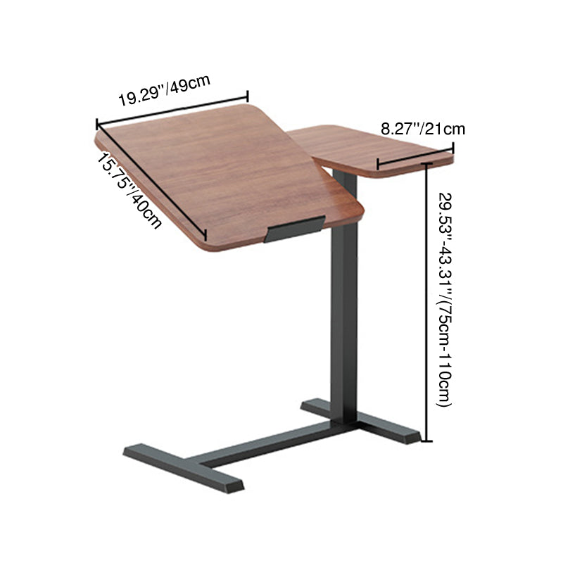 Modern Minimalist Engineered Wood Carbon Steel Height-Adjustable Rounded Rectangular Side Table With 1-Tier For Living Room