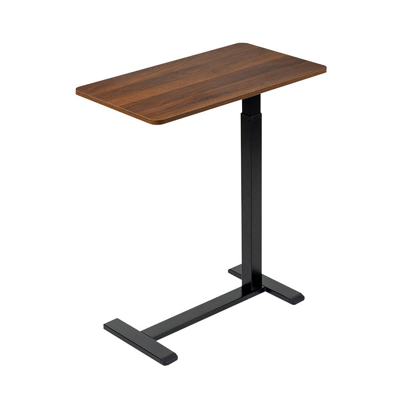 Modern Minimalist Engineered Wood Carbon Steel Height-Adjustable Rounded Rectangular Side Table With 1-Tier For Living Room