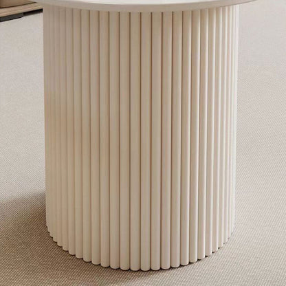 Modern Minimalist Eco Board Stainless Steel Textured Round Column Coffee Table With 2 Tier For Living Room