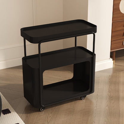 Traditional Chinese Metal Movable Rounded Rectangular Side Table With 3 Tiers For Living Room