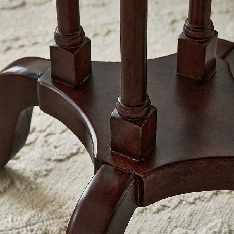 Traditional Chinese Rubberwood Scalloped Curved Side Table With 1 Tier For Living Room