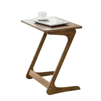 Traditional Chinese Bamboo Z-Shaped Rectangular Side Table With 1 Tier For Living Room