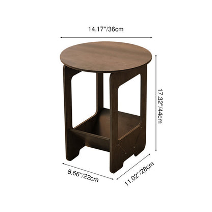 Traditional Vintage Engineered Wood Round Square Coffee Table With 2 Tiers For Living Room