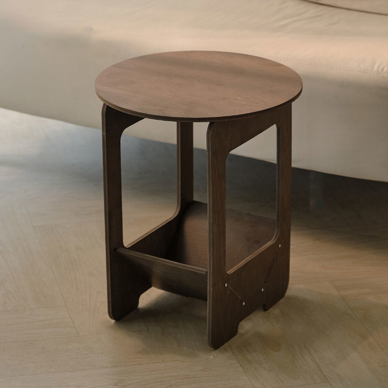 Traditional Vintage Engineered Wood Round Square Coffee Table With 2 Tiers For Living Room