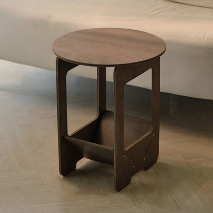 Traditional Vintage Engineered Wood Round Square Coffee Table With 2 Tiers For Living Room