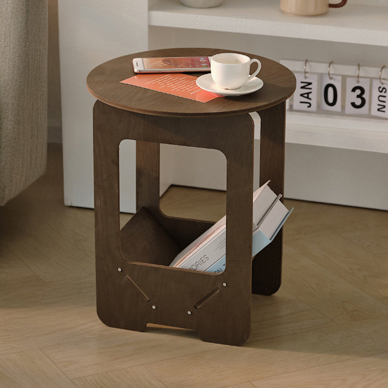 Traditional Vintage Engineered Wood Round Square Coffee Table With 2 Tiers For Living Room