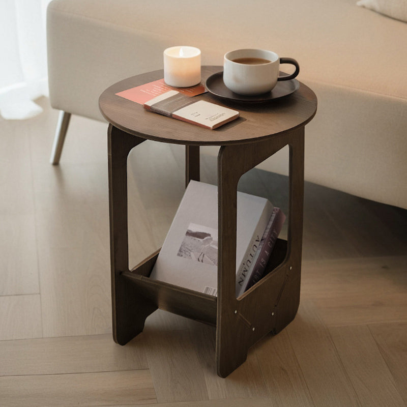Traditional Vintage Engineered Wood Round Square Coffee Table With 2 Tiers For Living Room