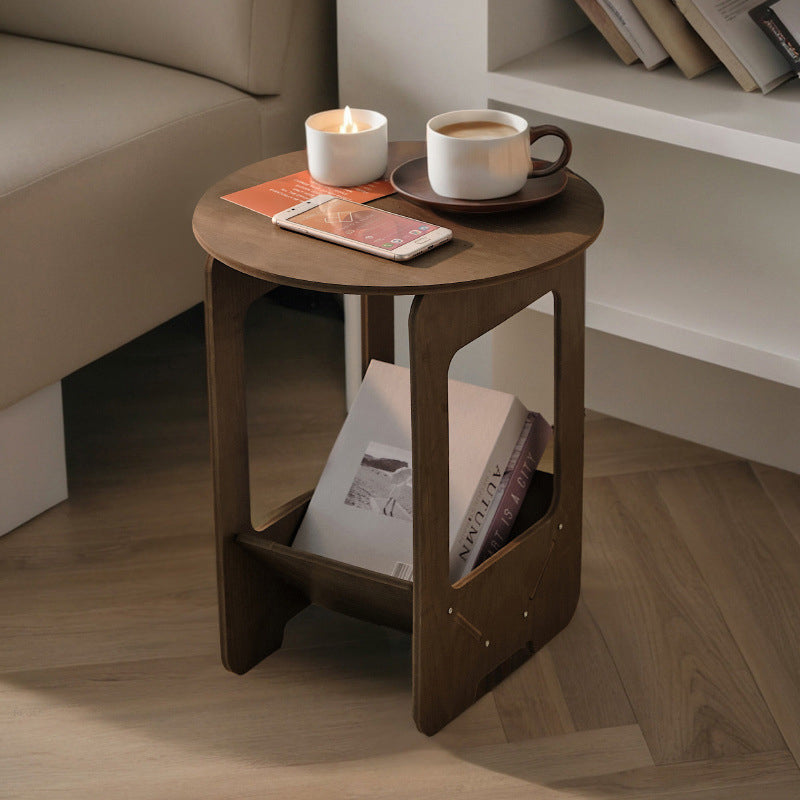 Traditional Vintage Engineered Wood Round Square Coffee Table With 2 Tiers For Living Room