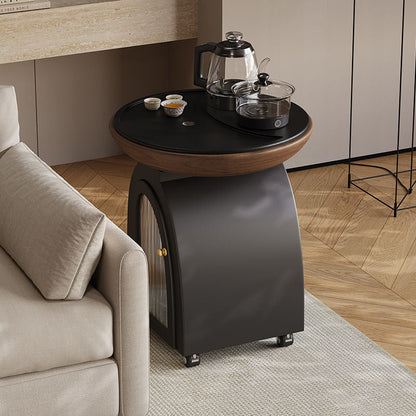 Traditional French Solid Wood Plywood Stone Glass Movable Curved Coffee Table With 1-Tier For Living Room