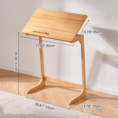 Traditional Chinese Bamboo Rectangular Tilt-Adjustable Side Table With 1-Tier For Living Room