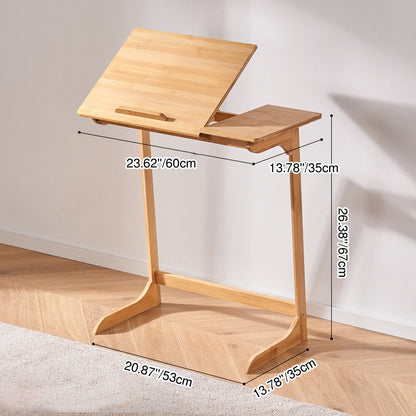 Traditional Chinese Bamboo Rectangular Tilt-Adjustable Side Table With 1-Tier For Living Room