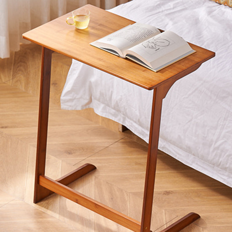 Traditional Chinese Bamboo Rectangular Tilt-Adjustable Side Table With 1-Tier For Living Room