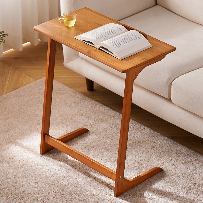 Traditional Chinese Bamboo Rectangular Tilt-Adjustable Side Table With 1-Tier For Living Room