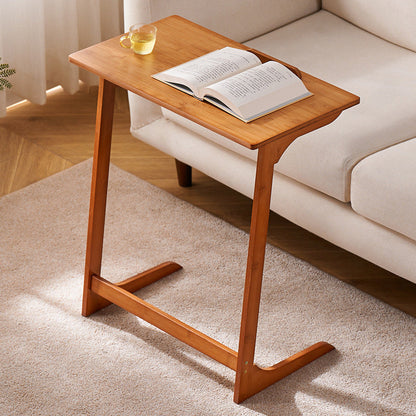 Traditional Chinese Bamboo Rectangular Tilt-Adjustable Side Table With 1-Tier For Living Room