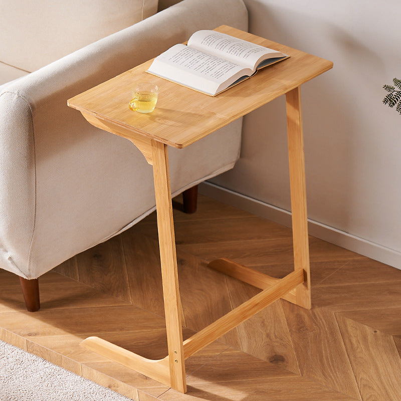 Traditional Chinese Bamboo Rectangular Tilt-Adjustable Side Table With 1-Tier For Living Room