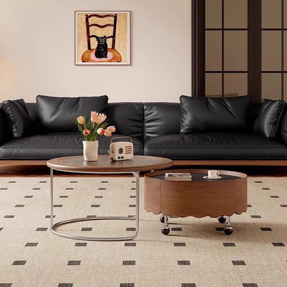Traditional French Sintered Stone Glass Solid Wood Plywood Stainless Steel Round Curved Coffee Table With 1-Tier For Living Room