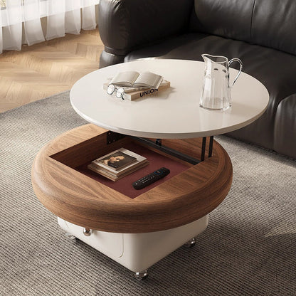 Traditional French Sintered Stone Solid Wood Plywood Metal Round Curved Square Coffee Table With 1-Drawer For Living Room