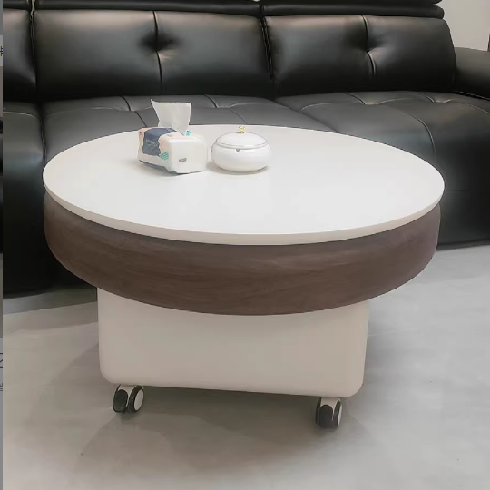 Traditional French Sintered Stone Solid Wood Plywood Metal Round Curved Square Coffee Table With 1-Drawer For Living Room