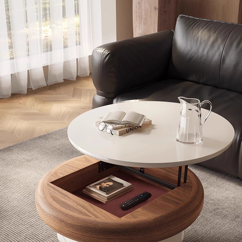 Traditional French Sintered Stone Solid Wood Plywood Metal Round Curved Square Coffee Table With 1-Drawer For Living Room