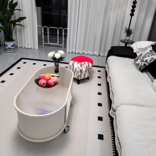 Modern Minimalist Glass Metal Movable Elongated Oval Coffee Table With 2 Tiers For Living Room