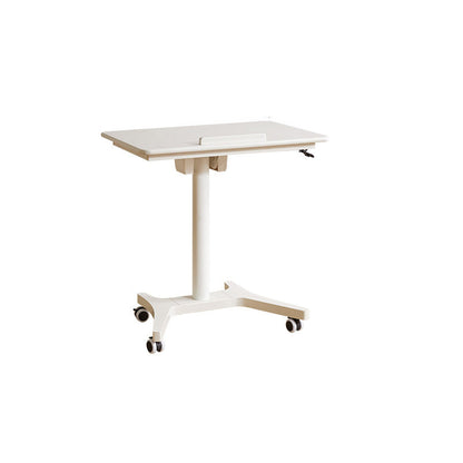 Traditional Chinese Rubber Wood Height-Adjustable Movable Rectangular Side Table With 1 Tier For Living Room