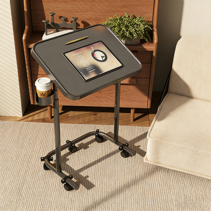 Modern Minimalist Carbon Steel Plywood Curved Rectangular Side Table With 1 Tier For Living Room