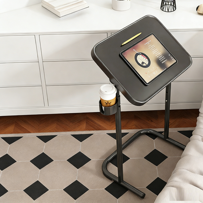 Modern Minimalist Carbon Steel Plywood Curved Rectangular Side Table With 1 Tier For Living Room