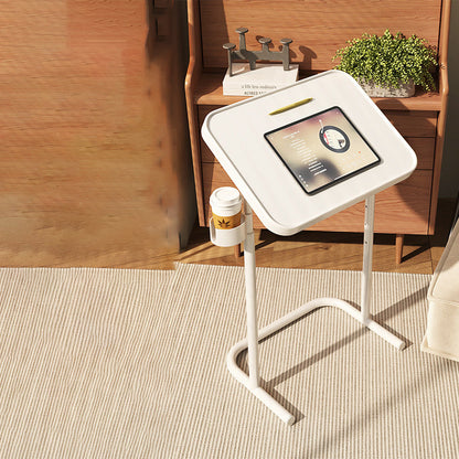 Modern Minimalist Carbon Steel Plywood Curved Rectangular Side Table With 1 Tier For Living Room