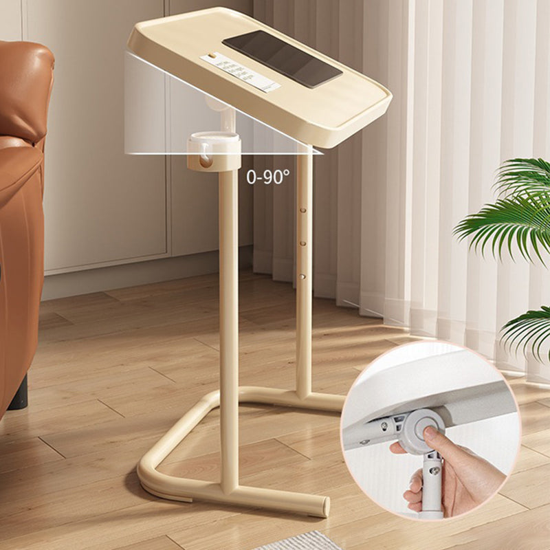 Modern Minimalist Carbon Steel Plywood Curved Rectangular Side Table With 1 Tier For Living Room