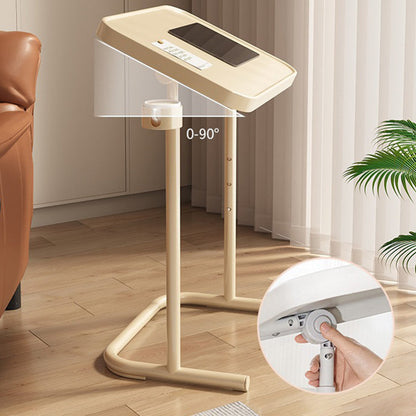 Modern Minimalist Carbon Steel Plywood Curved Rectangular Side Table With 1 Tier For Living Room