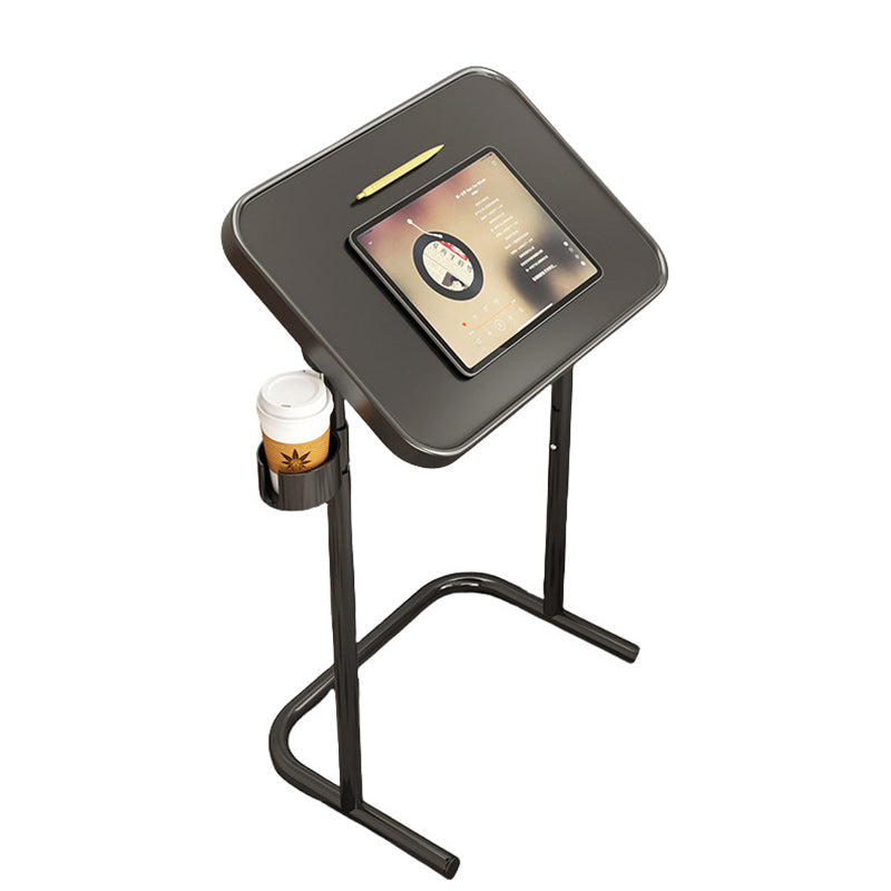 Modern Minimalist Carbon Steel Plywood Curved Rectangular Side Table With 1 Tier For Living Room
