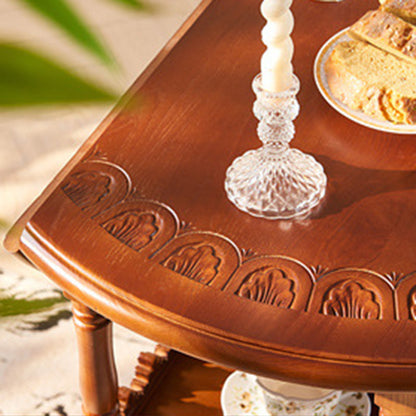 Traditional Vintage Ash Wood Rattan Carved Rectangular Coffee Table With 3 Tiers For Living Room