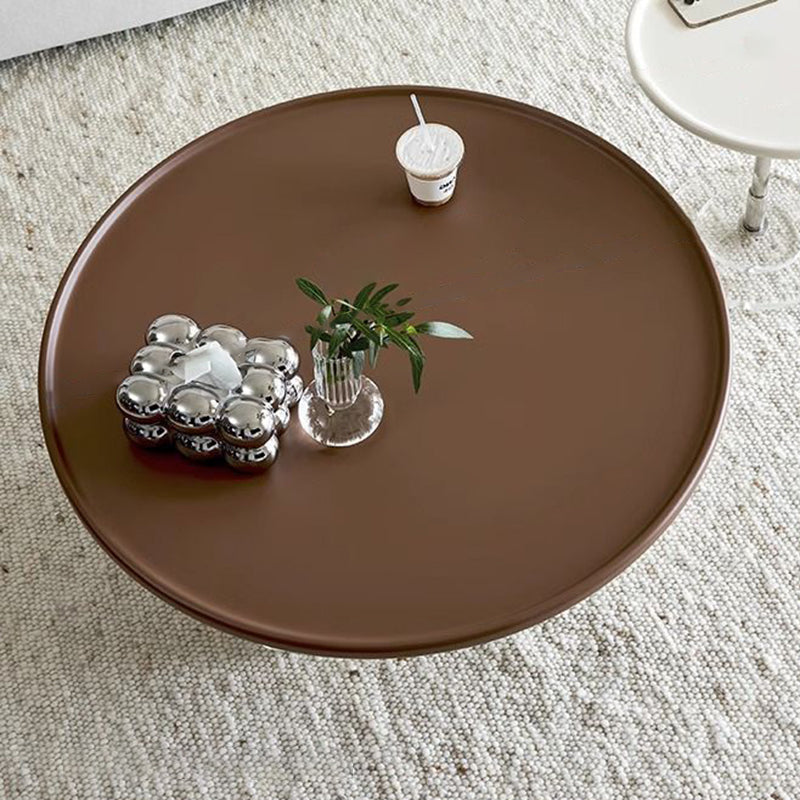 Traditional French Engineered Wood Acrylic Stainless Steel Round Curved Coffee Table With 2 Tiers For Living Room