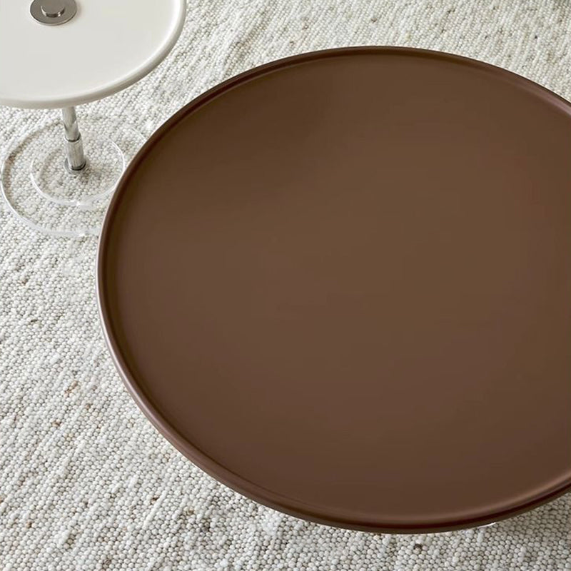 Traditional French Engineered Wood Acrylic Stainless Steel Round Curved Coffee Table With 2 Tiers For Living Room