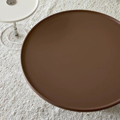 Traditional French Engineered Wood Acrylic Stainless Steel Round Curved Coffee Table With 2 Tiers For Living Room