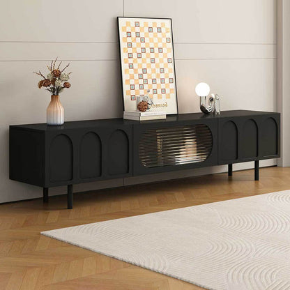 Traditional French Engineered Wood Glass Arch Rectangular Coffee Table With 2 Drawers For Living Room