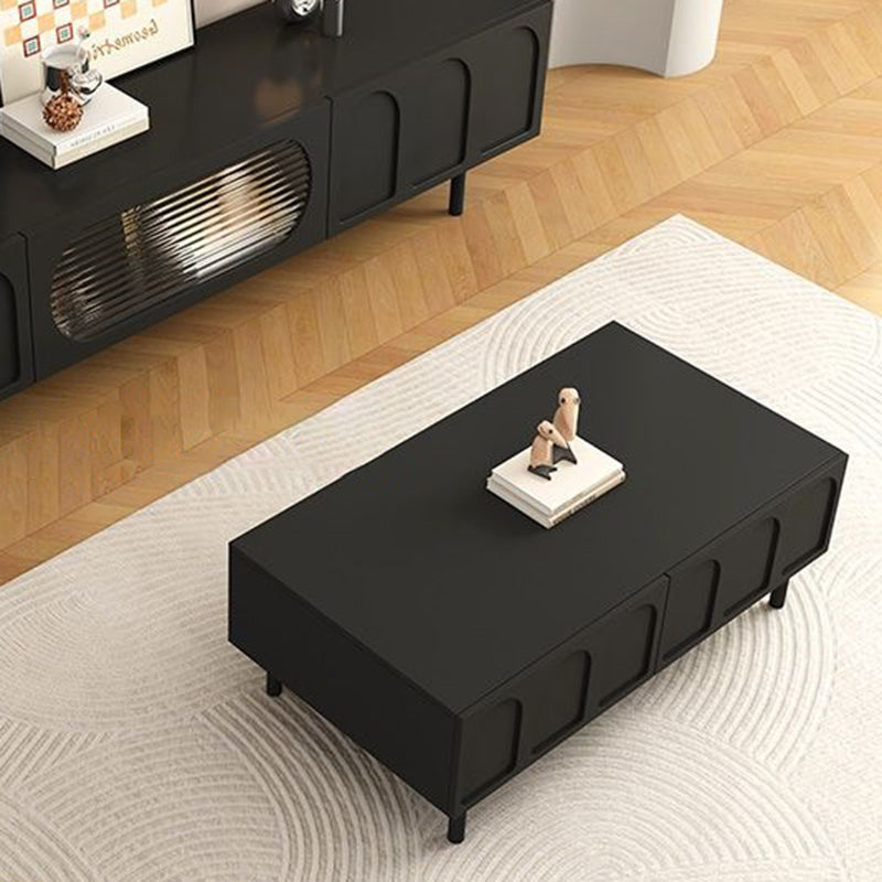 Traditional French Engineered Wood Glass Arch Rectangular Coffee Table With 2 Drawers For Living Room