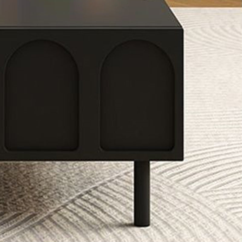 Traditional French Engineered Wood Glass Arch Rectangular Coffee Table With 2 Drawers For Living Room