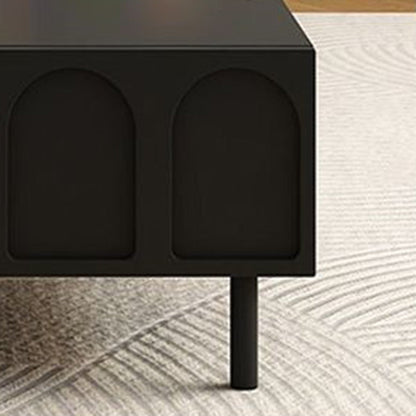 Traditional French Engineered Wood Glass Arch Rectangular Coffee Table With 2 Drawers For Living Room