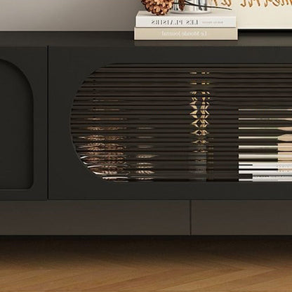 Traditional French Engineered Wood Glass Arch Rectangular Coffee Table With 2 Drawers For Living Room
