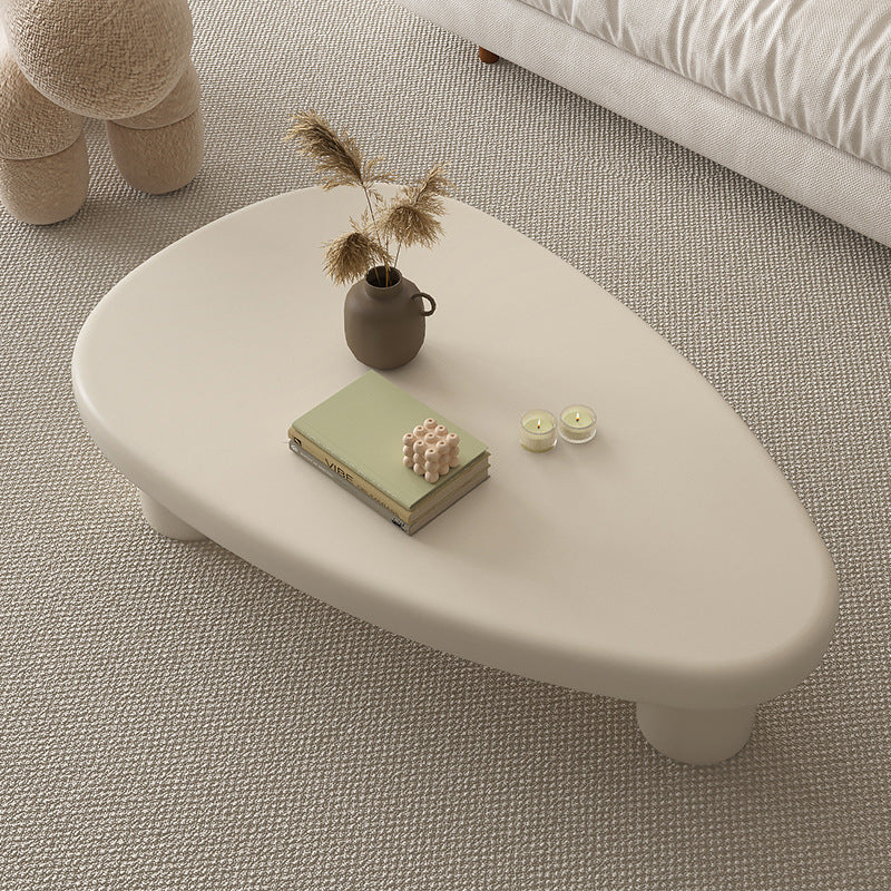 Traditional French Engineered Wood Rounded Triangular Coffee Table With 1-Tier For Living Room