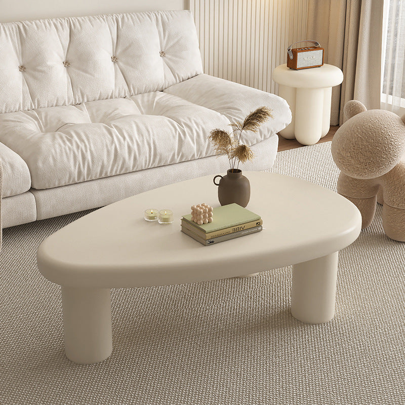 Traditional French Engineered Wood Rounded Triangular Coffee Table With 1-Tier For Living Room