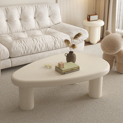 Traditional French Engineered Wood Rounded Triangular Coffee Table With 1-Tier For Living Room