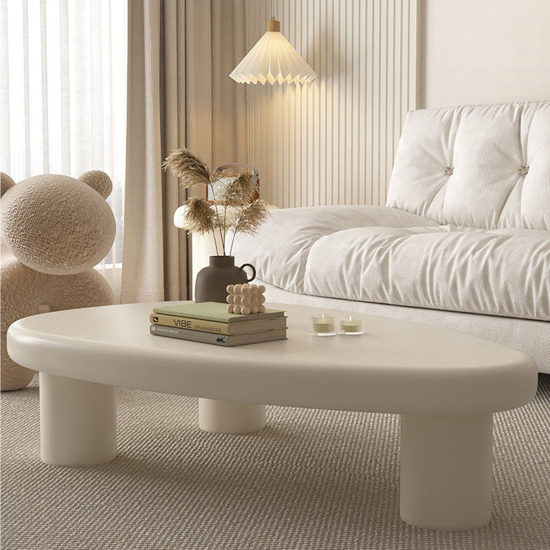 Traditional French Engineered Wood Rounded Triangular Coffee Table With 1-Tier For Living Room