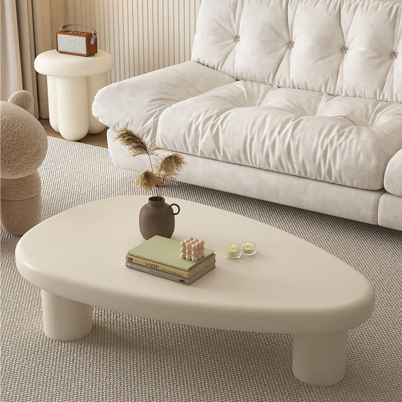 Traditional French Engineered Wood Rounded Triangular Coffee Table With 1-Tier For Living Room
