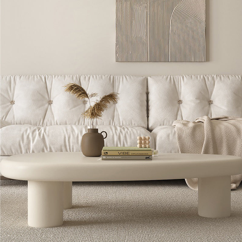 Traditional French Engineered Wood Rounded Triangular Coffee Table With 1-Tier For Living Room